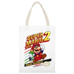 Super Mario Bros 2 Nes Nintendo Old School Retro Video Game Fan Distre White Canvas Tote Shopping Bag