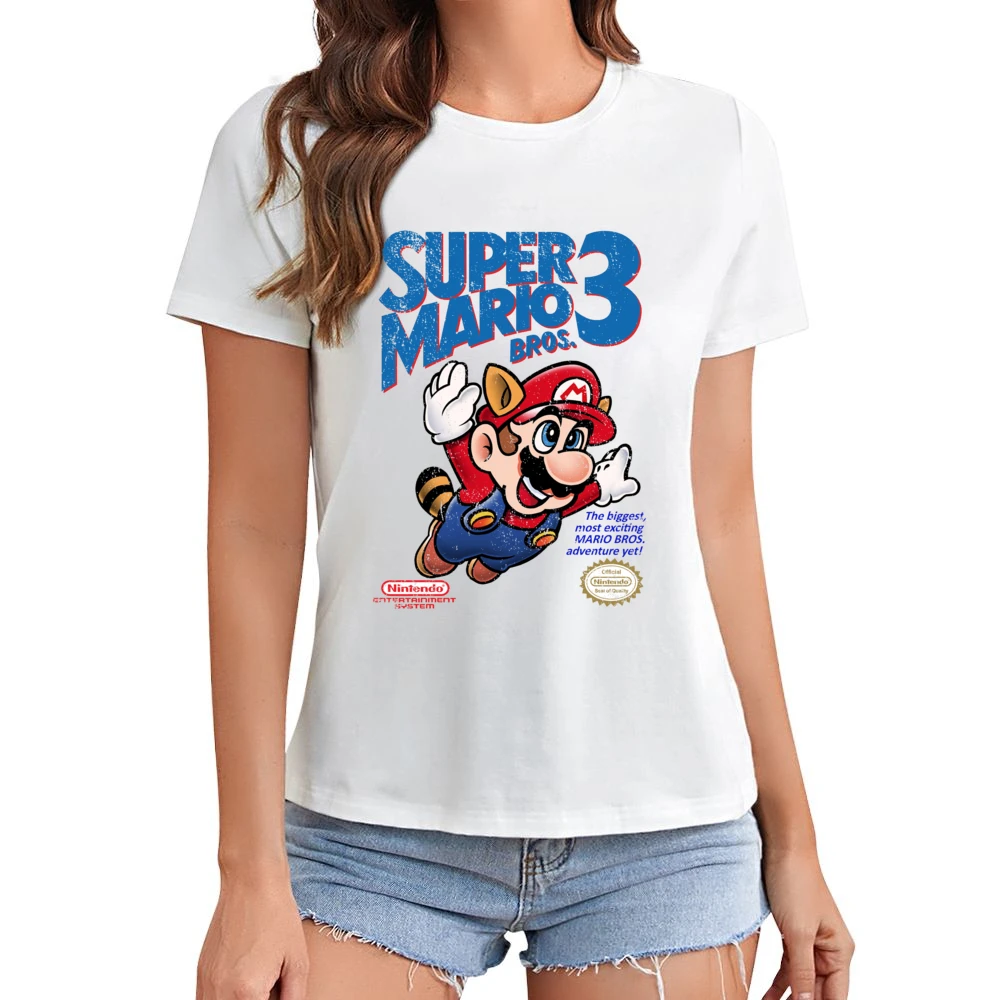 Super Mario Bros 3 Nes Nintendo Old School Retro Video Game Fan Distre Asian Size Women Ladies T-shirt