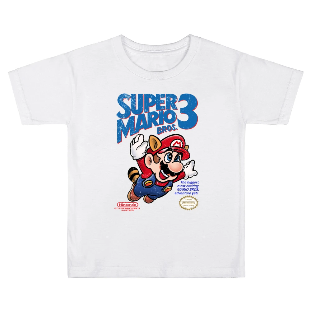Super Mario Bros 3 Nes Nintendo Old School Retro Video Game Fan Distre Kids Boys Girls T-Shirt