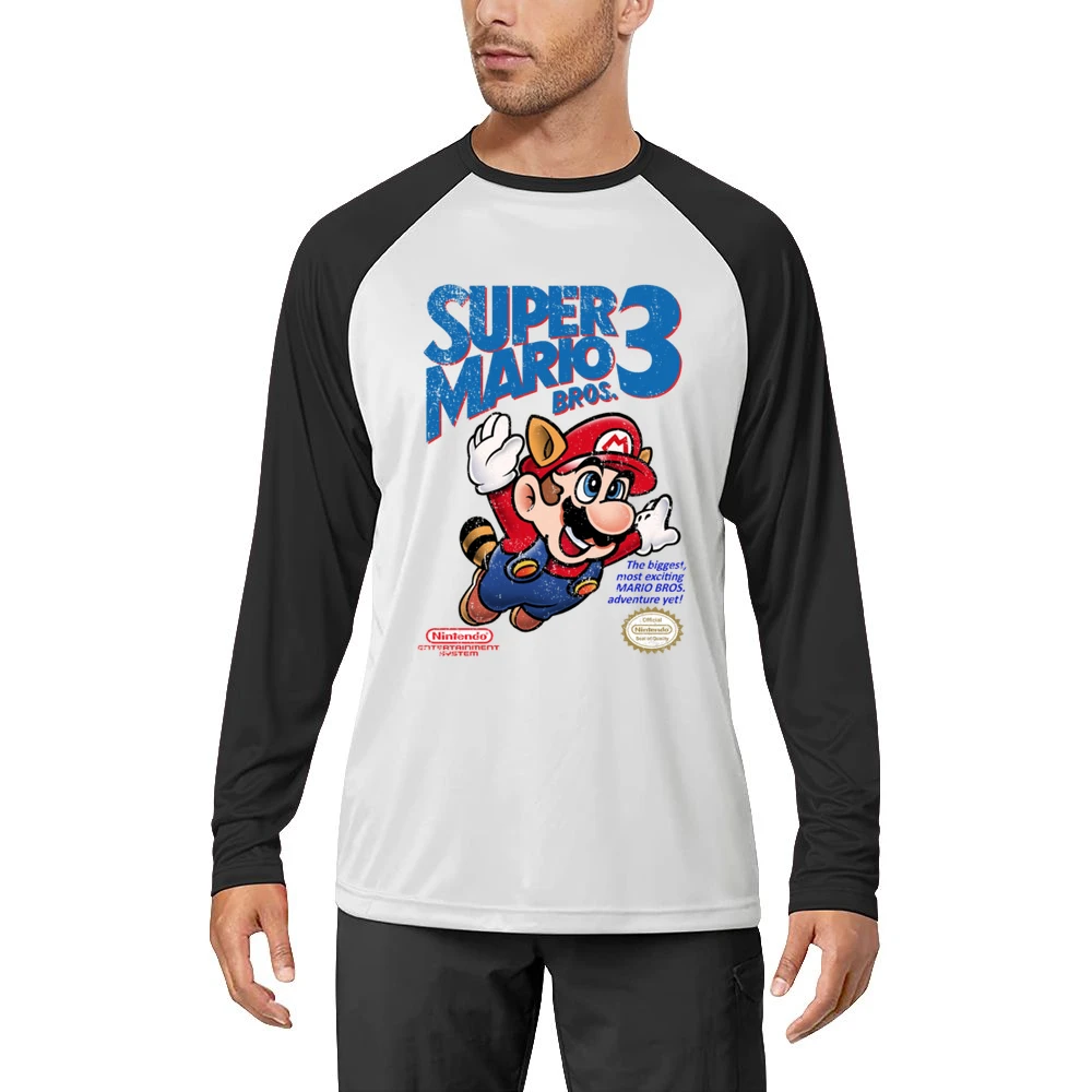 Super Mario Bros 3 Nes Nintendo Old School Retro Video Game Fan Distre Men Long Sleeve T-Shirt