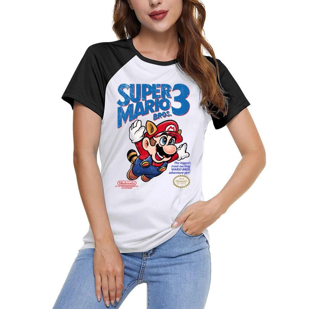 Super Mario Bros 3 Nes Nintendo Old School Retro Video Game Fan Distre Women Ladies Short Sleeve T-Shirt