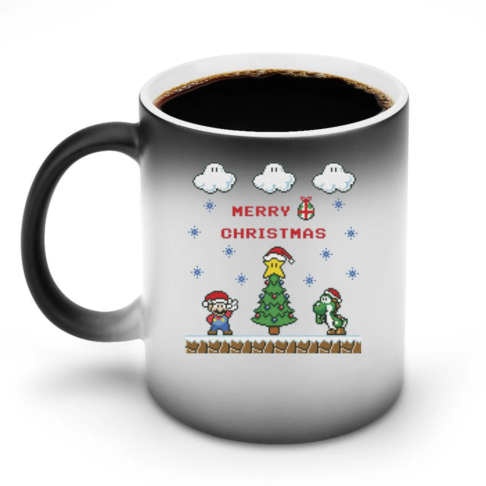 Super Mario Yoshi Merry Christmas Retro Video Game Fan Holiday Red T S Discoloration Mug