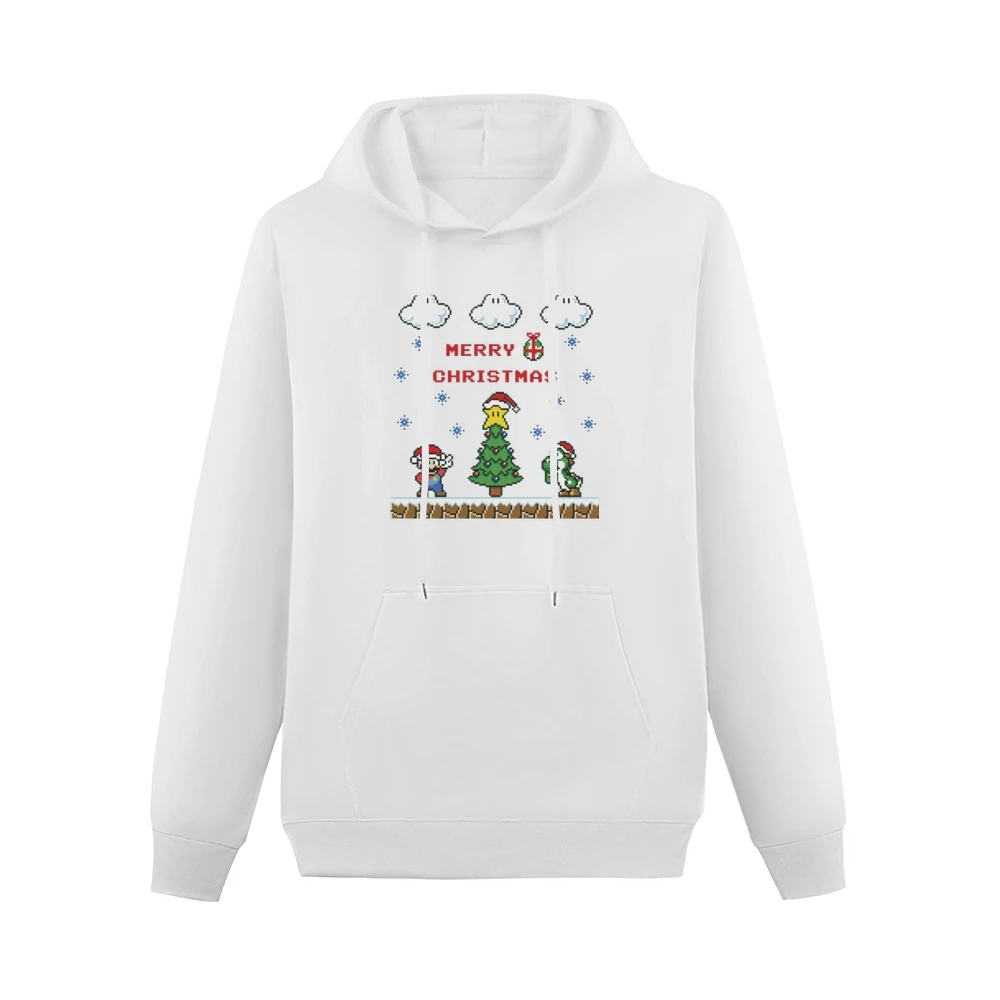 Super Mario Yoshi Merry Christmas Retro Video Game Fan Holiday Red T S Men Hoodie With Pocket
