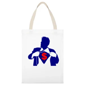 Super buck $ - men with suit White Canvas Tote Shopping Bag