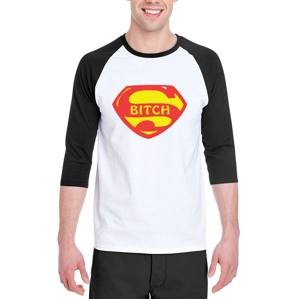 Super hero bitch funny parody Men 3/4 Sleeve T-Shirt