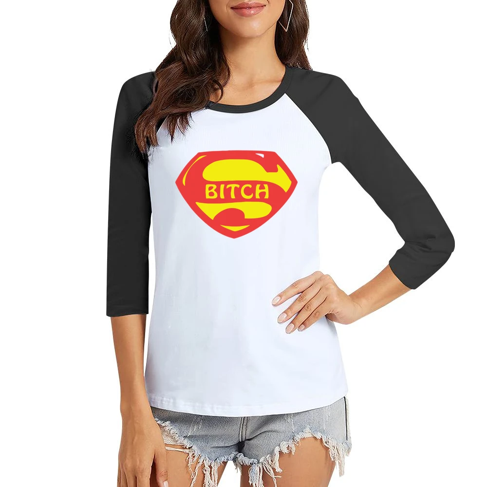 Super hero bitch funny parody Women Ladies 3-4 Sleeve T-Shirt