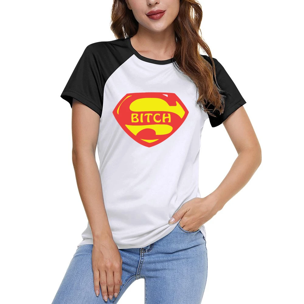 Super hero bitch funny parody Women Ladies Short Sleeve T-Shirt