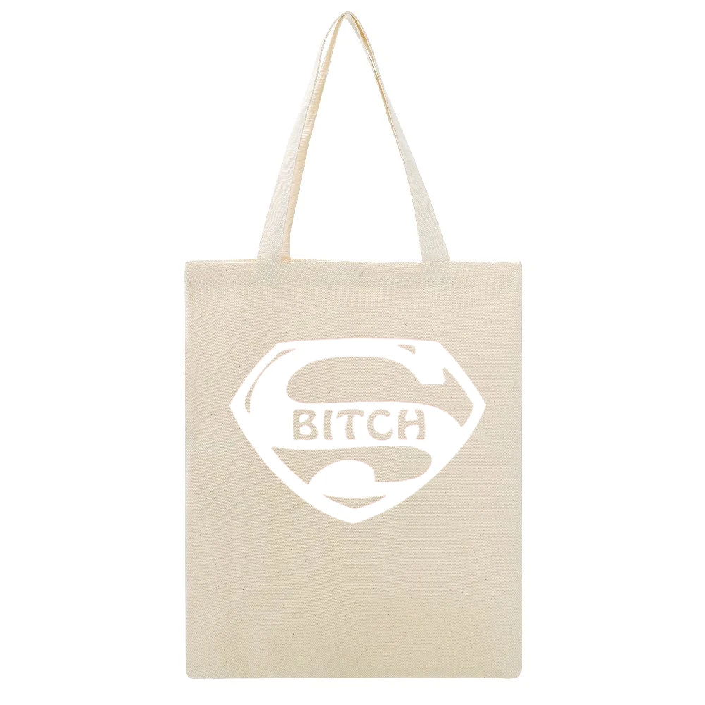 Super hero comic character parody funny super bitch Beige Canvas Tote Shopping Bag