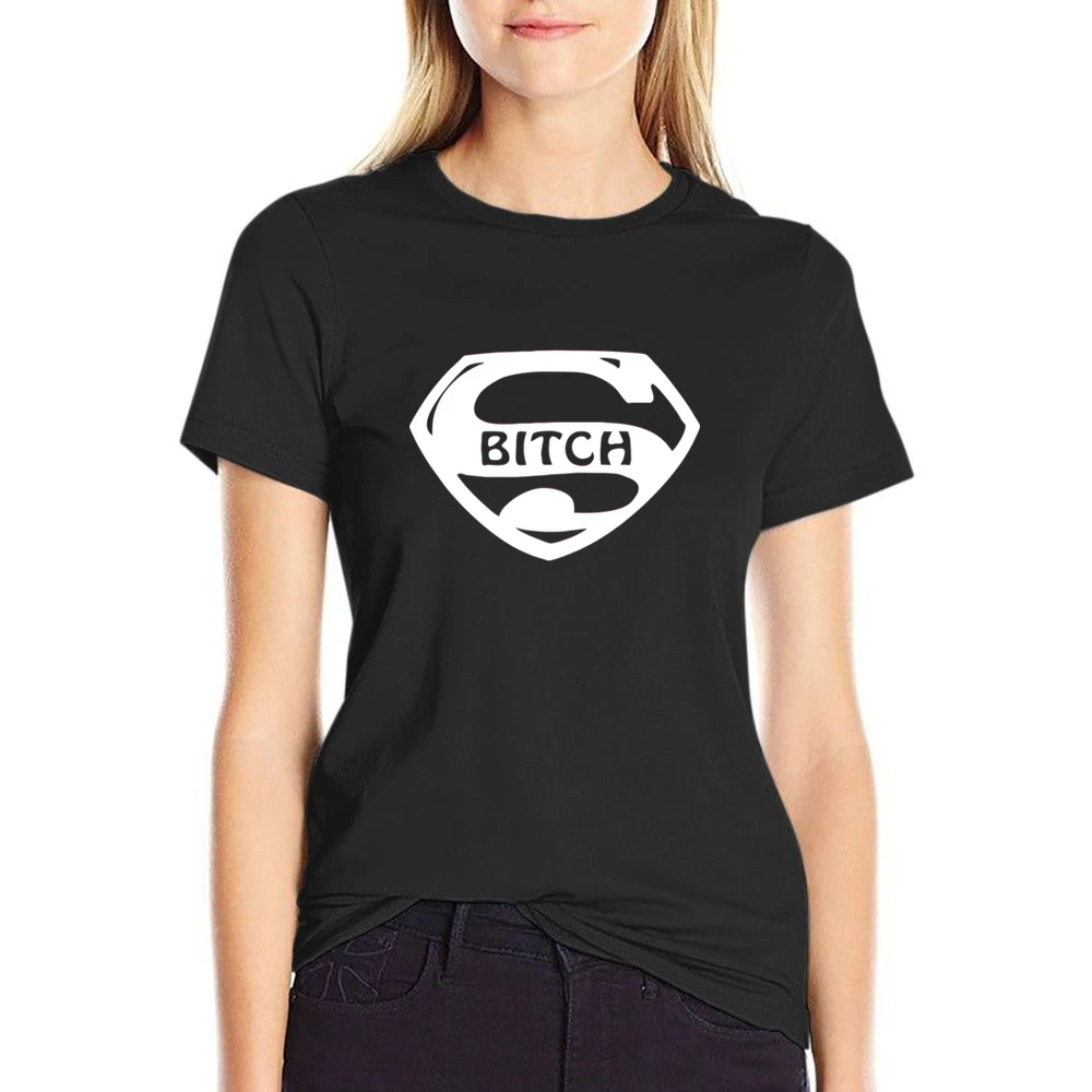 Super hero comic character parody funny super bitch US Size Women Ladies T-shirt