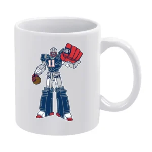 SuperTron Julian Edelman Fun New England Superbowl Football Graphic Fa White Mug