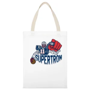 SuperTron Julian Edelman New England Optimus Prime Parody Football Gra White Canvas Tote Shopping Bag