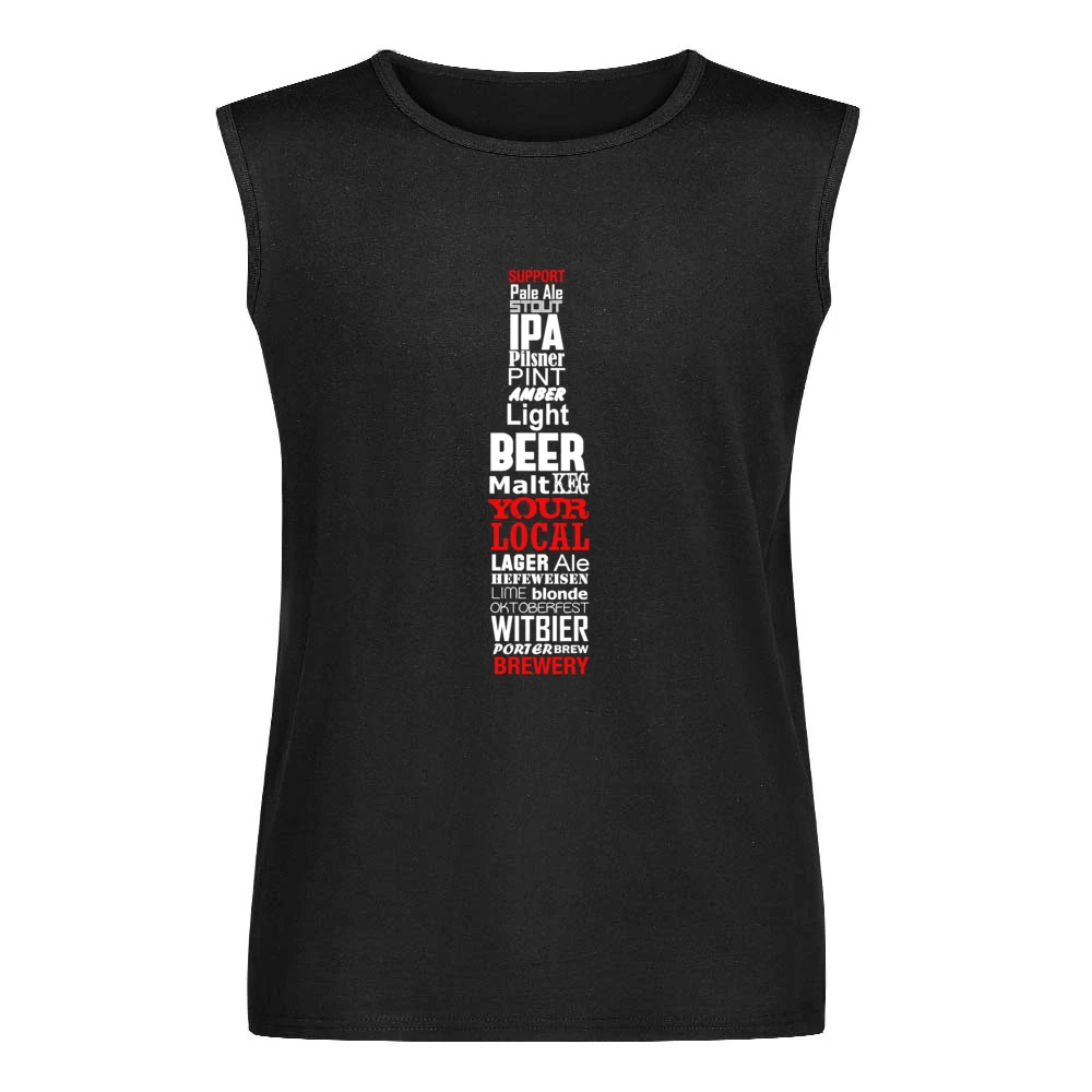 Support Your Local Brewery Fun Beer Bottle Mosaic Types Graphic Indepe Men Sleeveless T-Shirt