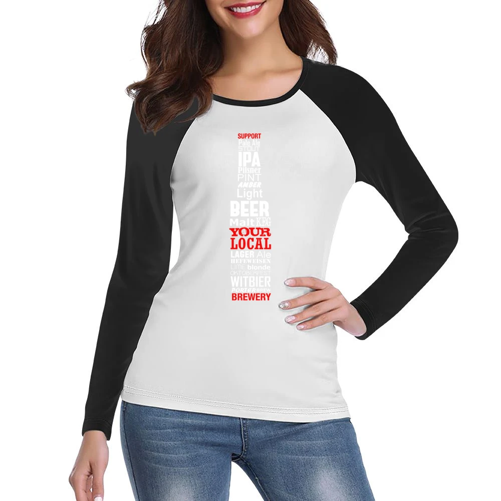 Support Your Local Brewery Fun Beer Bottle Mosaic Types Graphic Indepe Women Ladies Long Sleeve T-Shirt