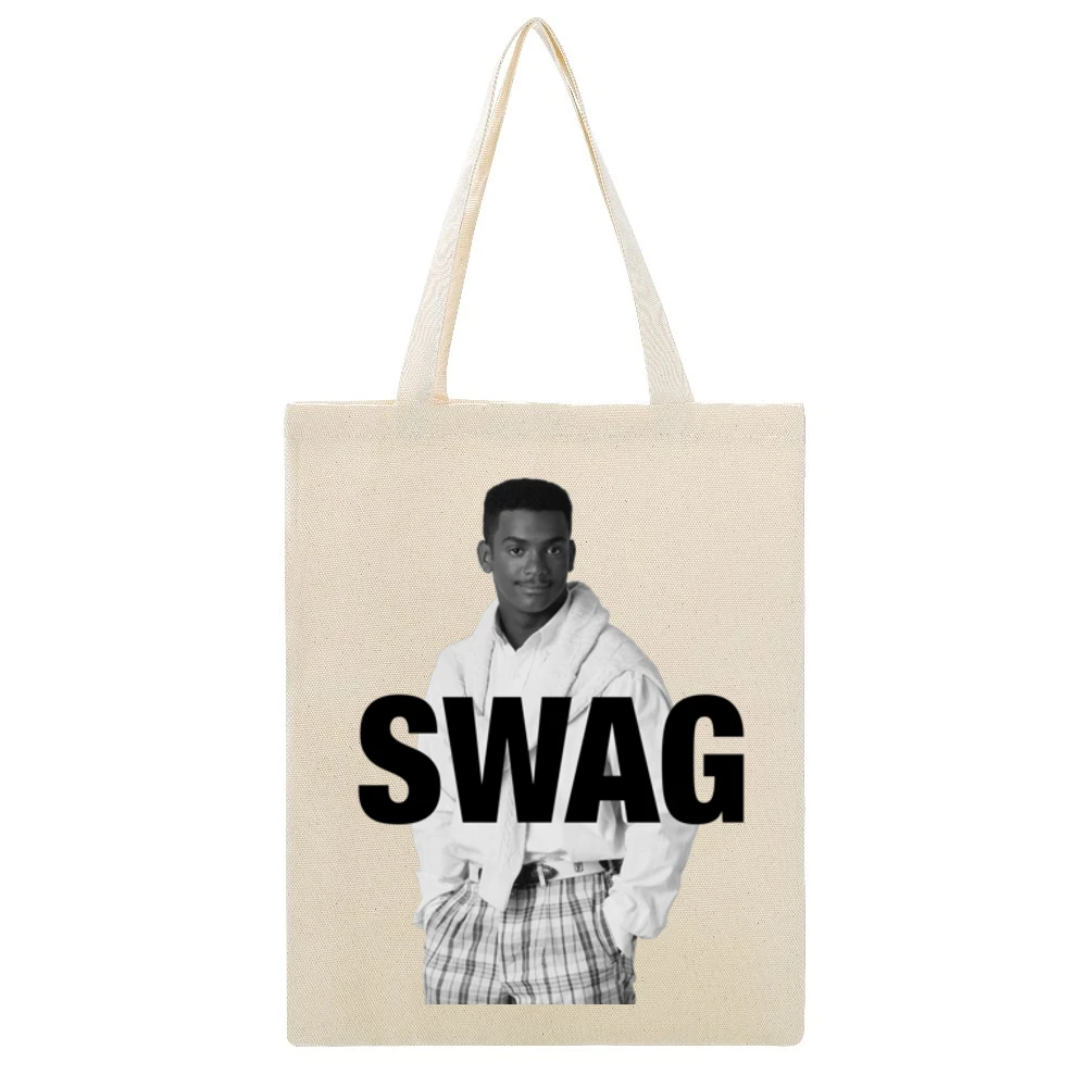 Swag Alfonso Ribeiro As Carlton Banks Funny Fresh Prince Of Bel Air Gr Beige Canvas Tote Shopping Bag