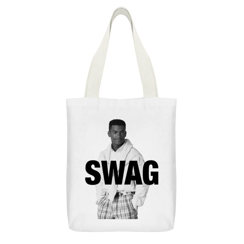 Swag Alfonso Ribeiro As Carlton Banks Funny Fresh Prince Of Bel Air Gr White Canvas Tote Shopping Bag With Interior Pocket