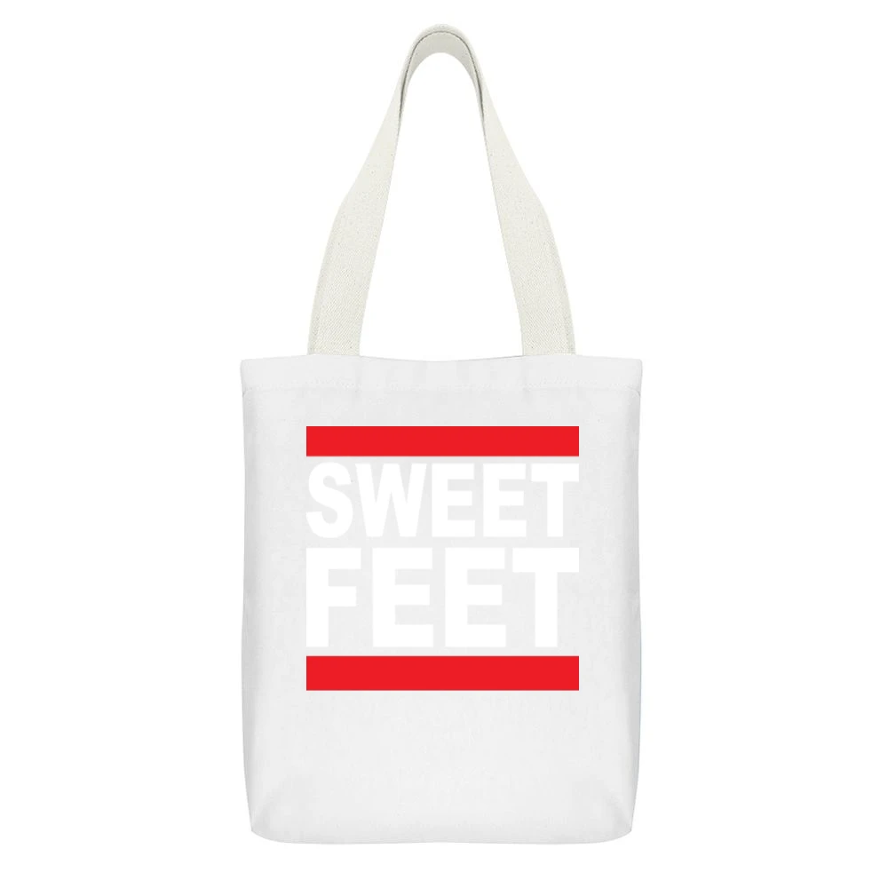 Sweet Feet James White New England Football White Canvas Tote Shopping Bag With Interior Pocket