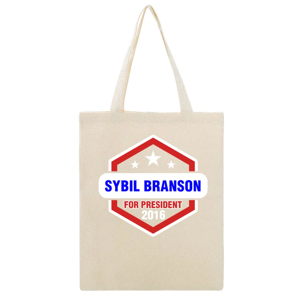 Sybil Branson For President 2016 Downton Abbey TV Show Beige Canvas Tote Shopping Bag