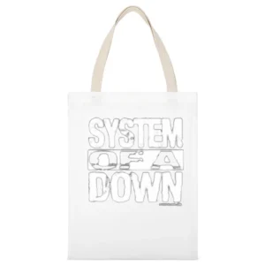 System of A Down White Canvas Tote Shopping Bag