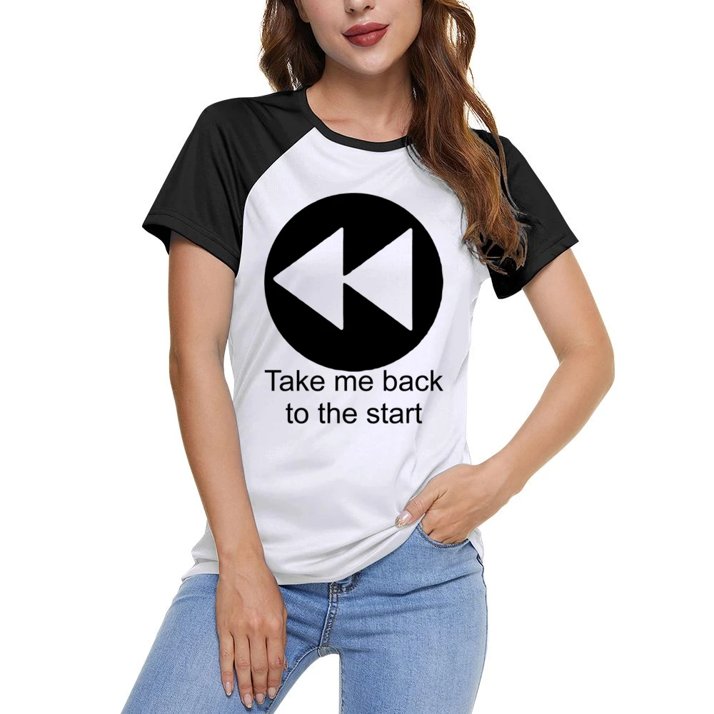 Take me back to the start - music player button Women Ladies Short Sleeve T-Shirt