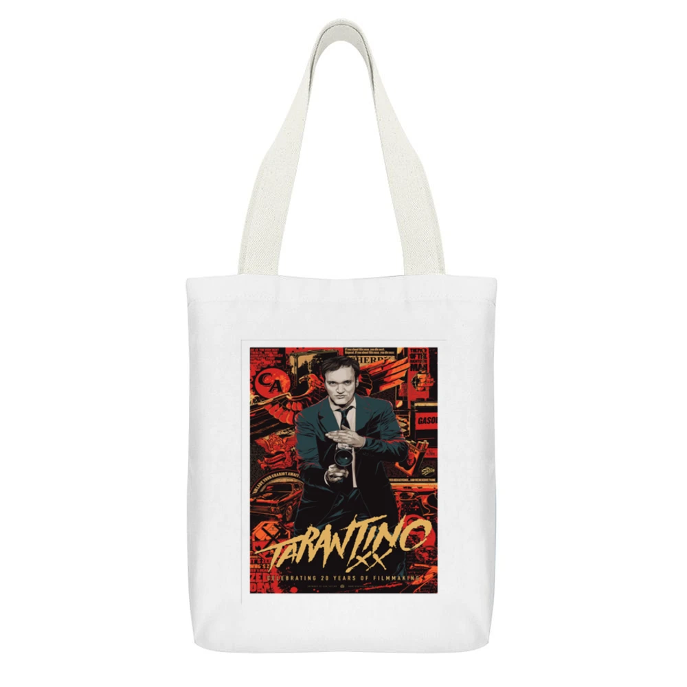Tarantino shirt White Canvas Tote Shopping Bag With Interior Pocket