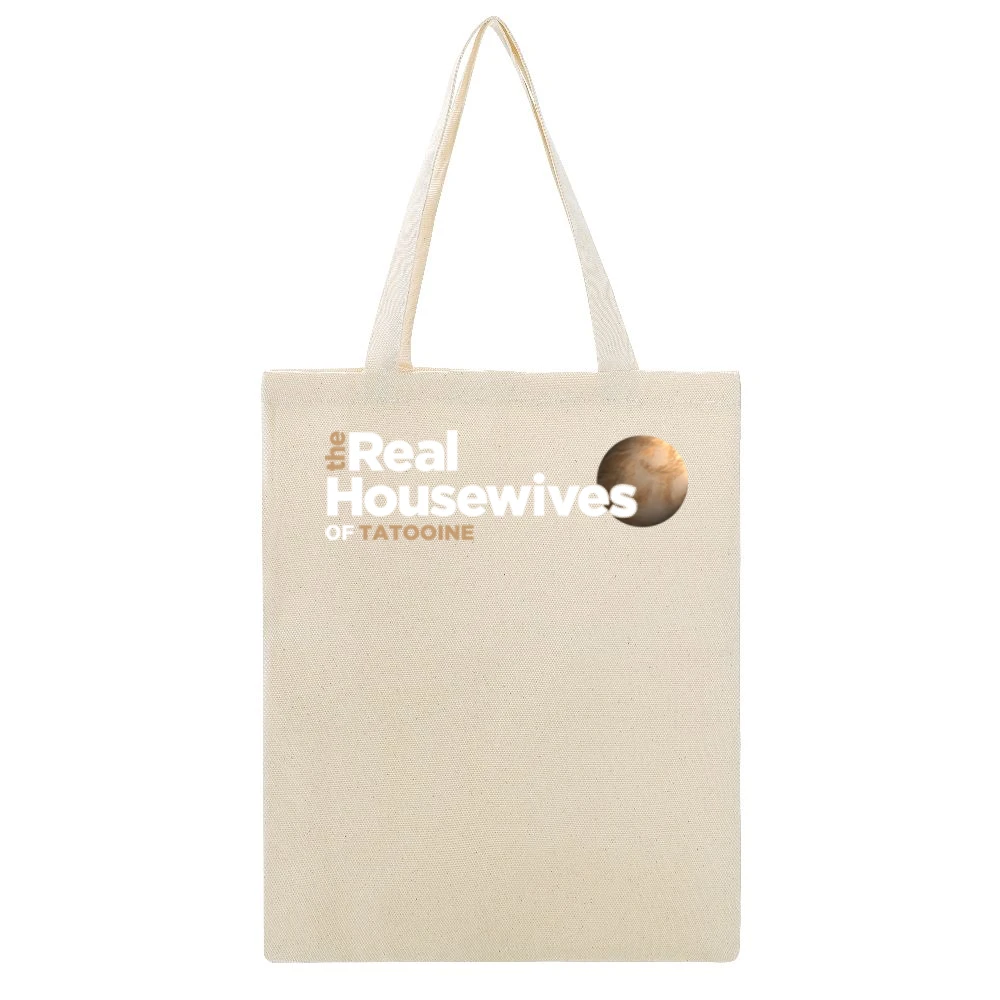 Tatooine Real Housewives Star Wars Parody Black Beige Canvas Tote Shopping Bag