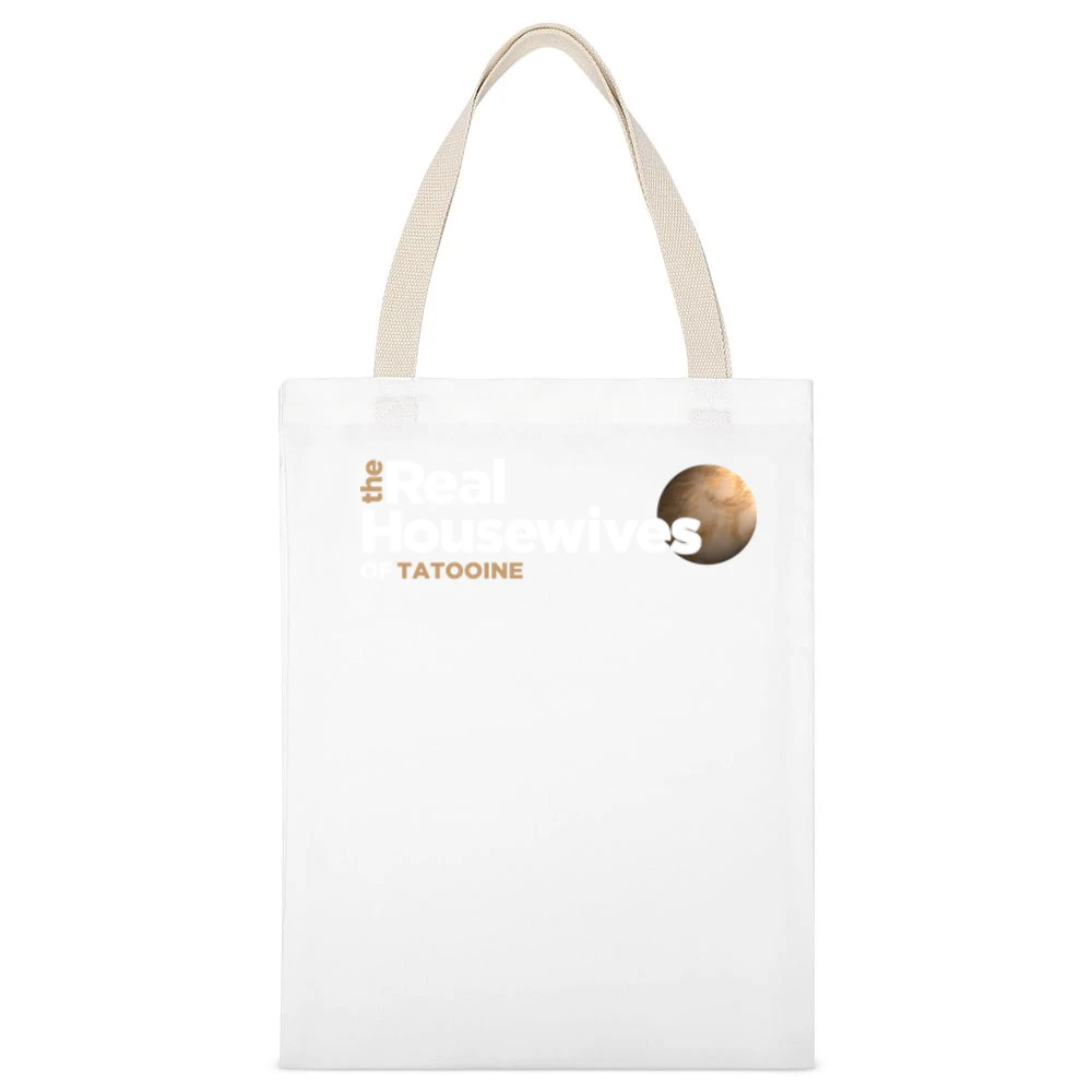Tatooine Real Housewives Star Wars Parody Black White Canvas Tote Shopping Bag
