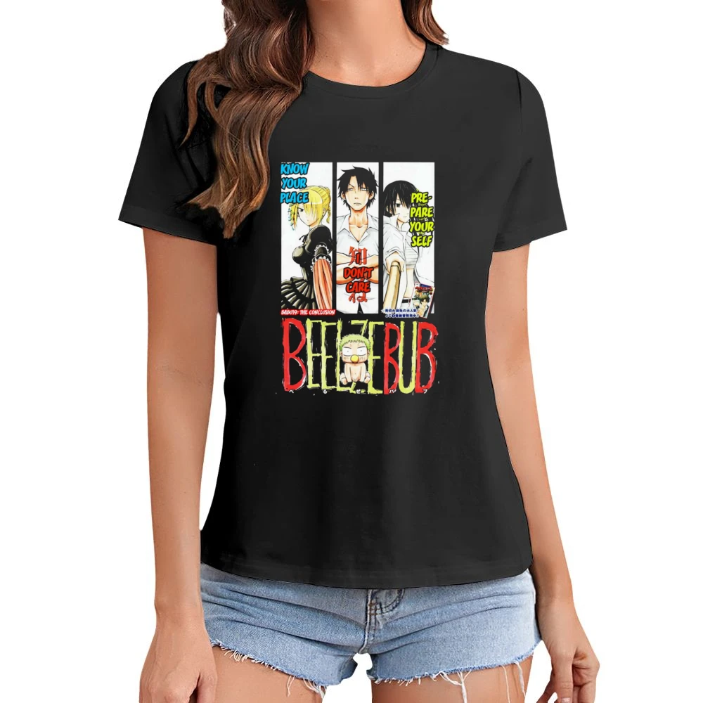 Tatsumi Oga Aoi Kunieda Hilda baby Beel beelzebub main characters mang Asian Size Women Ladies T-shirt