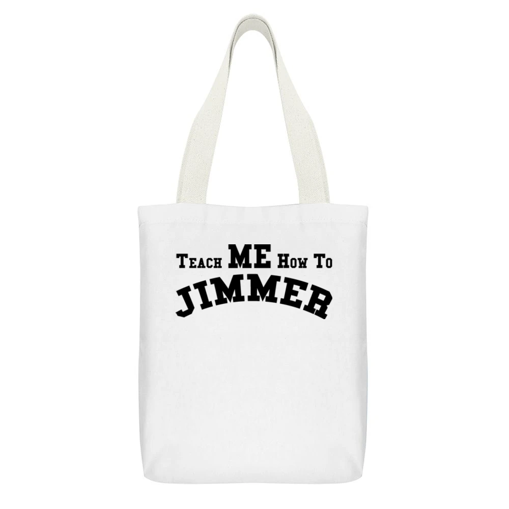 Teach Me How To Jimmer Jimmer Fredette Bball White Canvas Tote Shopping Bag With Interior Pocket