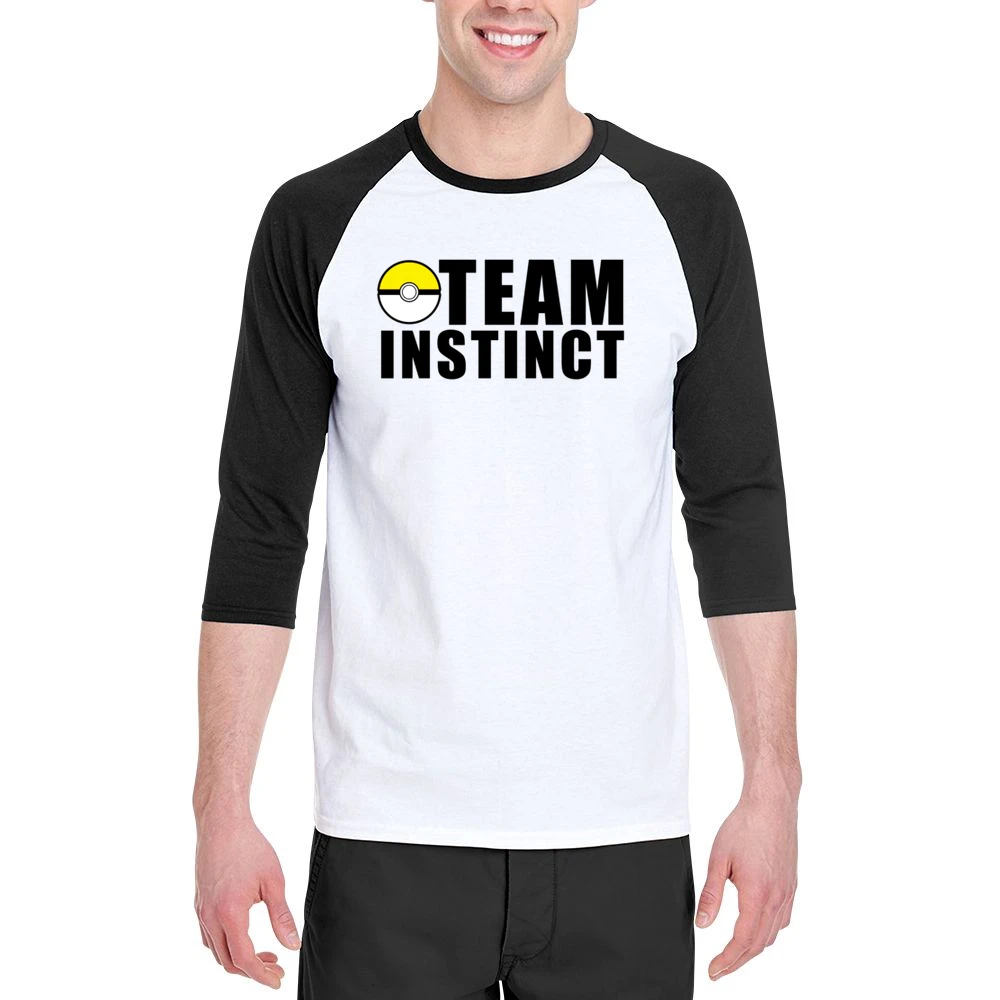 Team Instinct Pokemon Go Fun Graphic Game Apparel Men 3/4 Sleeve T-Shirt