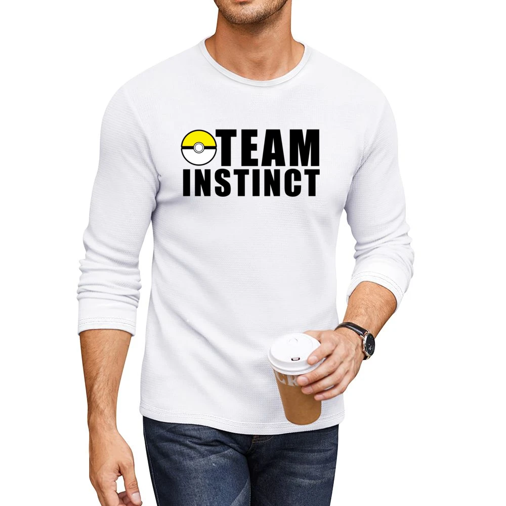 Team Instinct Pokemon Go Fun Graphic Game Apparel Men CrewNeck Long Sleeve T-Shirt