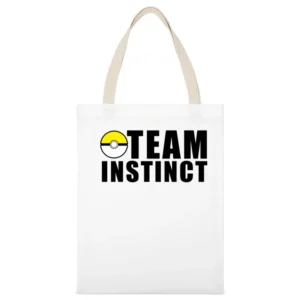 Team Instinct Pokemon Go Fun Graphic Game Apparel White Canvas Tote Shopping Bag