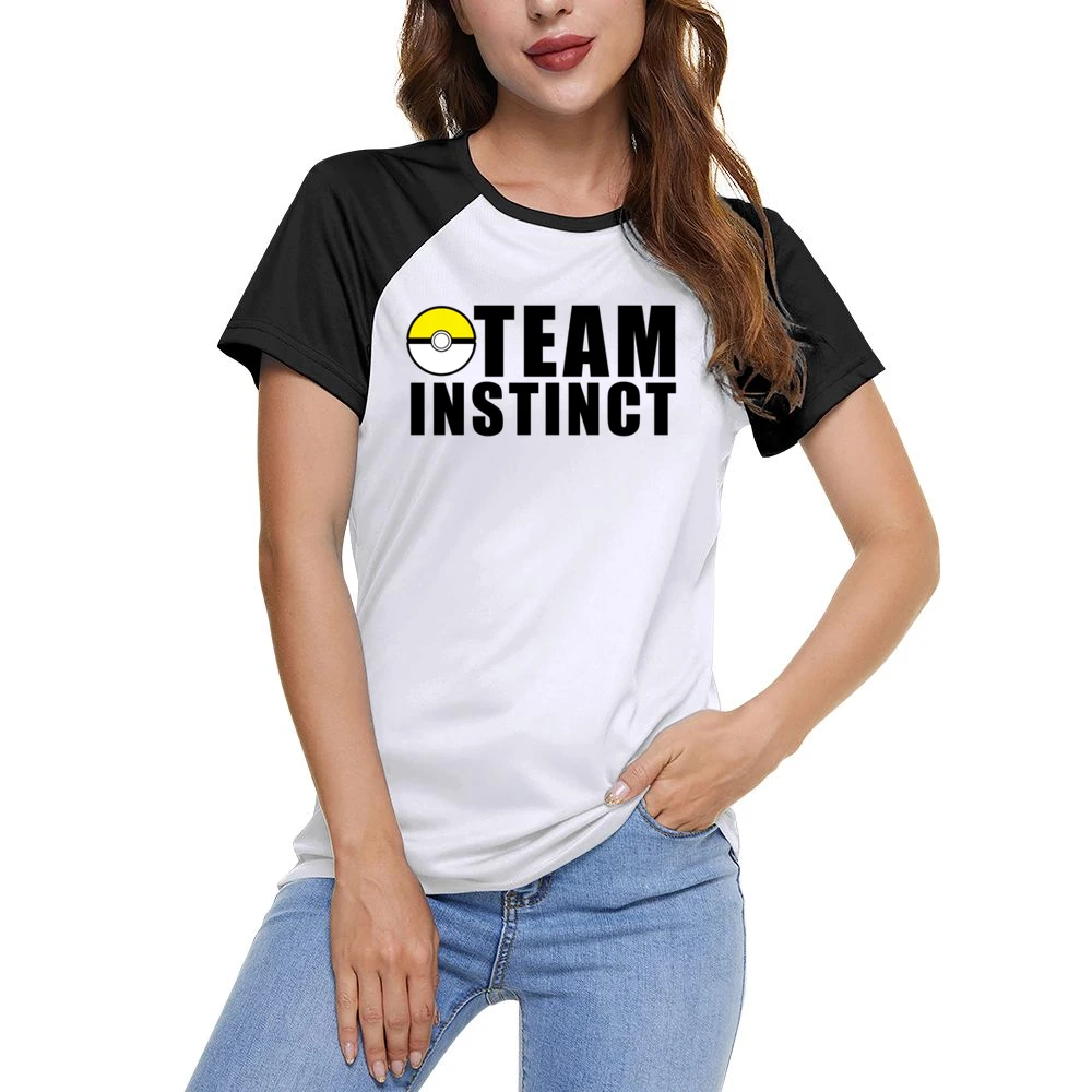 Team Instinct Pokemon Go Fun Graphic Game Apparel Women Ladies Short Sleeve T-Shirt