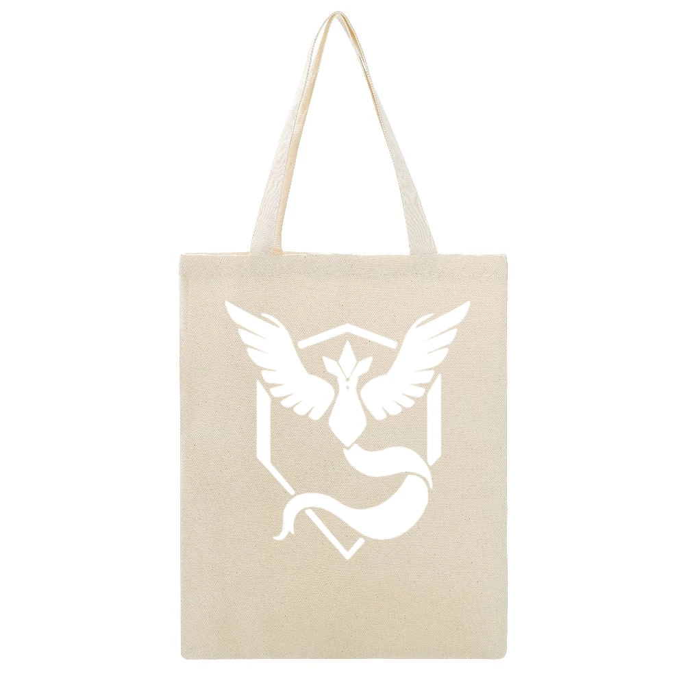 Team Mystic Logo Symbol Pokemon Go Fun Graphic Game Apparel Beige Canvas Tote Shopping Bag