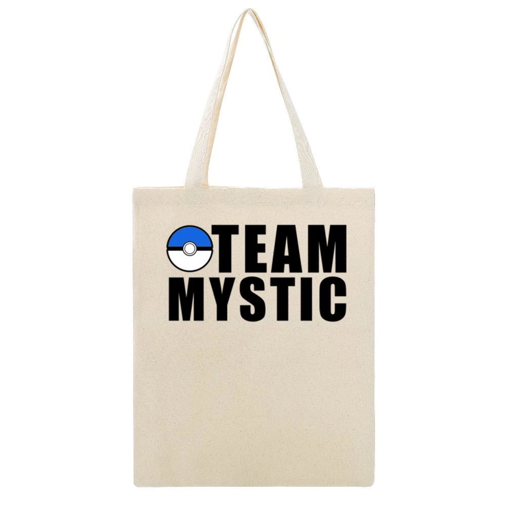 Team Mystic Pokemon Go Fun Graphic Game Apparel Beige Canvas Tote Shopping Bag