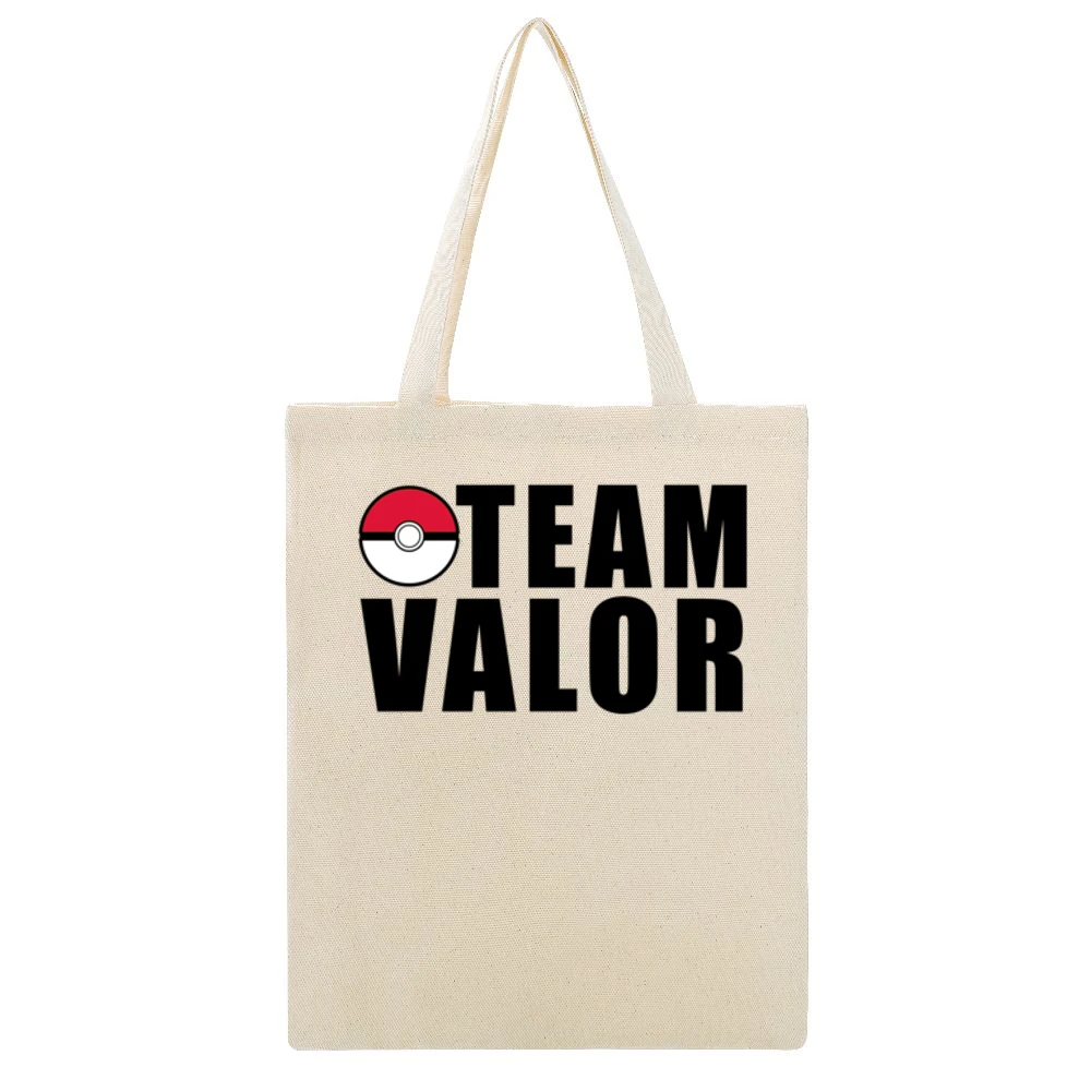 Team Valor Pokemon Go Fun Graphic Game Apparel Beige Canvas Tote Shopping Bag