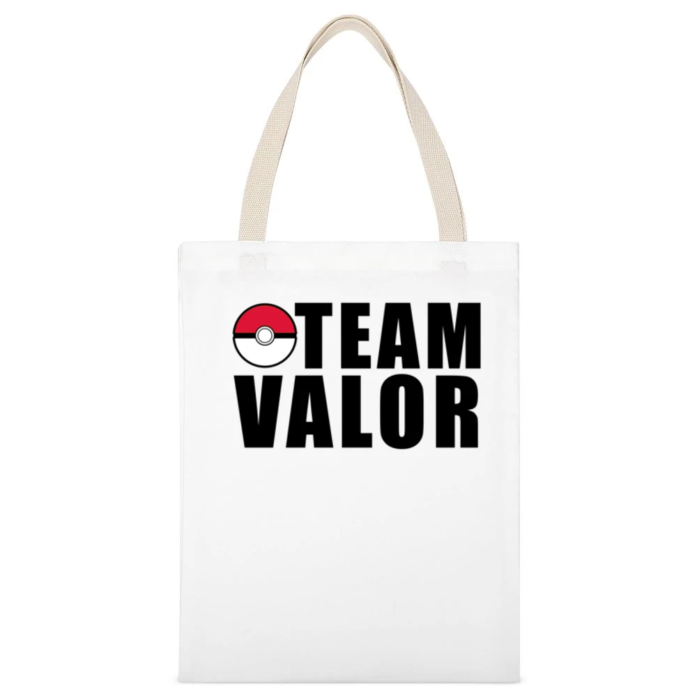 Team Valor Pokemon Go Fun Graphic Game Apparel White Canvas Tote Shopping Bag