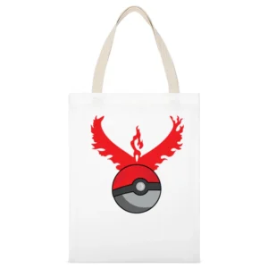 Team Valor Symbol Logo Pokeball Pokemon Go Fun Game Apparel White Canvas Tote Shopping Bag
