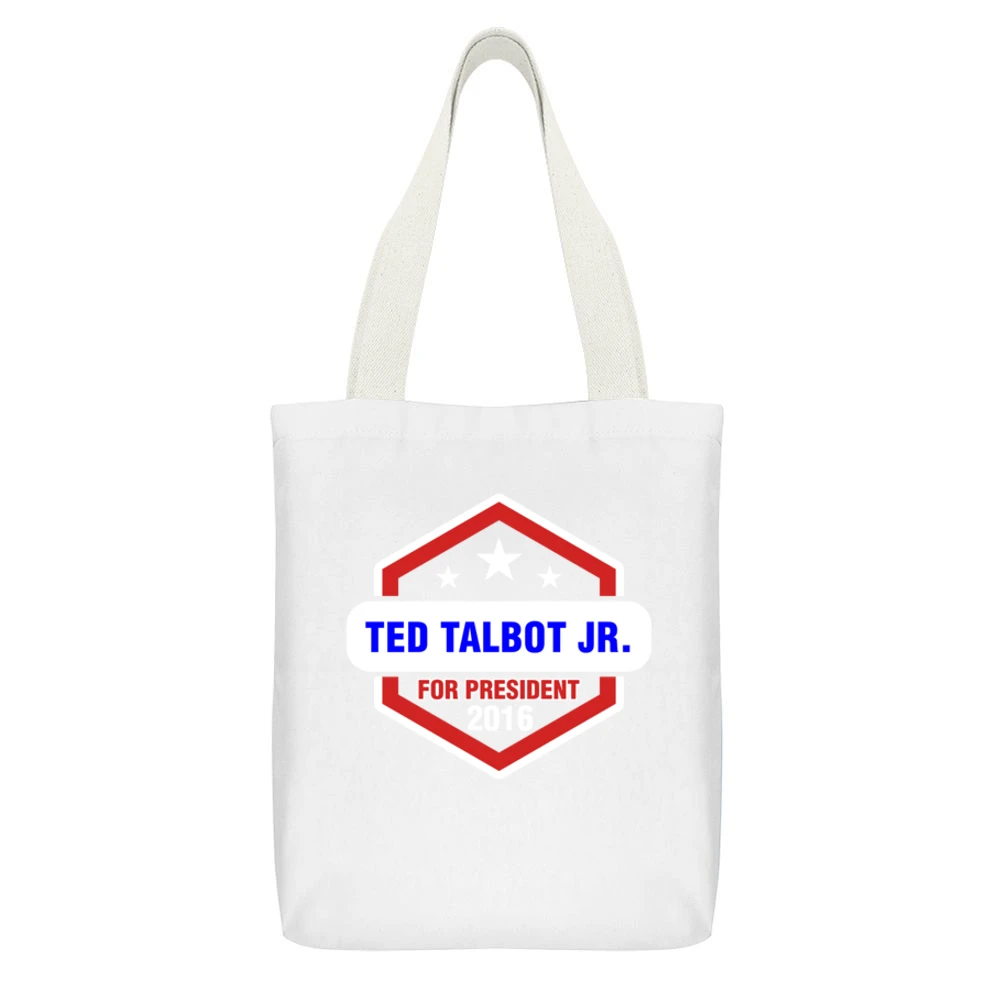 Ted Talbot Jr White Canvas Tote Shopping Bag With Interior Pocket