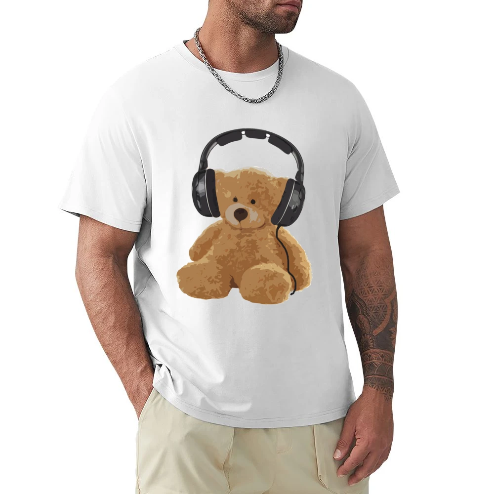 Teddy Bear With Headphones Fun Music Lover Graphic Premium Men T-shirt