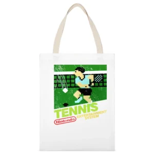 Tennis Nes Nintendo Old School Retro Video Game Japanese Fan Distresse White Canvas Tote Shopping Bag