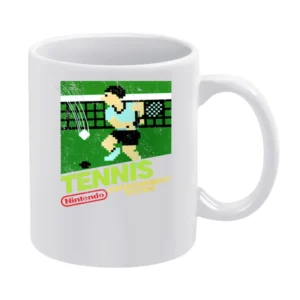 Tennis Nes Nintendo Old School Retro Video Game Japanese Fan Distresse White Mug