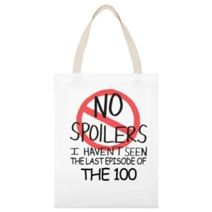 The 100 No Spoilers Last Episode Tv Funny White Canvas Tote Shopping Bag