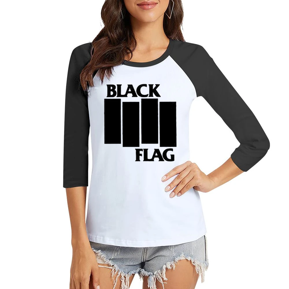 The Black Flag Women Ladies 3-4 Sleeve T-Shirt