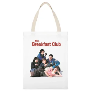 The Breakfast Club Cool Fun 80s Vintage Style Distressed Look Graphic White Canvas Tote Shopping Bag