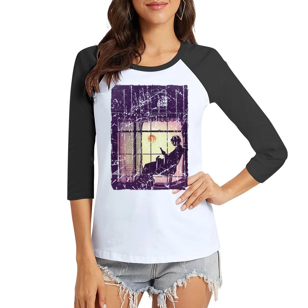 The Color Purple Movie Poster Retro Aged Look Women Ladies 3-4 Sleeve T-Shirt