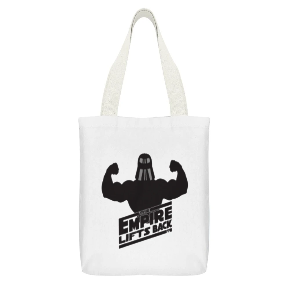 The Empire Lifts Back Tshirt White Canvas Tote Shopping Bag With Interior Pocket
