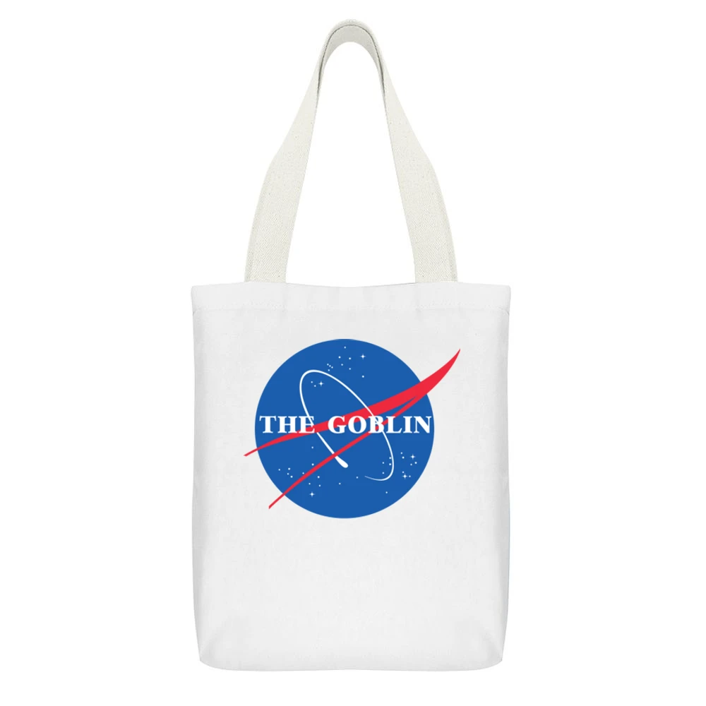 The Goblin New Planet Nasa Logo Parody Space Galaxy White Canvas Tote Shopping Bag With Interior Pocket