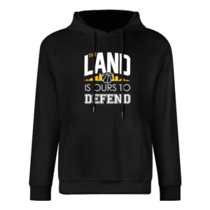 The Land Is Ours To Defend Cool Cleveland Basketball Championship Cavs European Size Men Hoodie