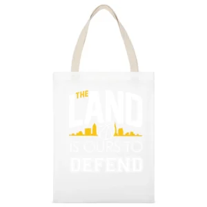 The Land Is Ours To Defend Cool Cleveland Basketball Championship Cavs White Canvas Tote Shopping Bag