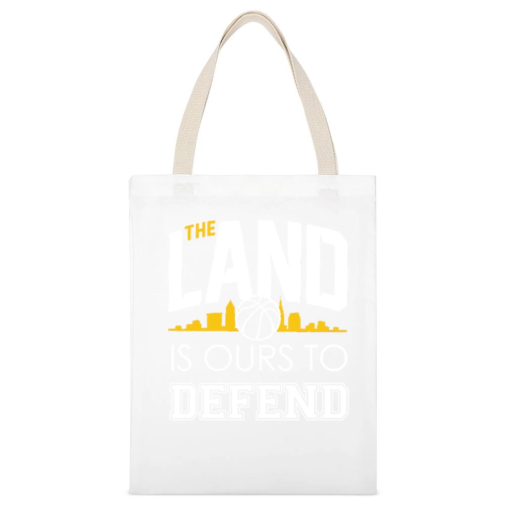 The Land Is Ours To Defend Cool Cleveland Basketball Championship Cavs White Canvas Tote Shopping Bag